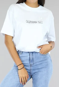 Wit Oversized T-Shirt met Duif Print