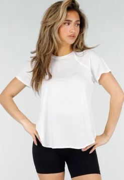 Wit Sport T-Shirt met Mesh Rug en Korte Mouwen