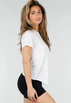 Wit Sport T-Shirt met Mesh Rug en Korte Mouwen
