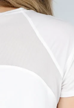 Wit Sport T-Shirt met Mesh Rug en Korte Mouwen
