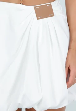 Witte Ballon Skort met Geplooid Overslag Detail