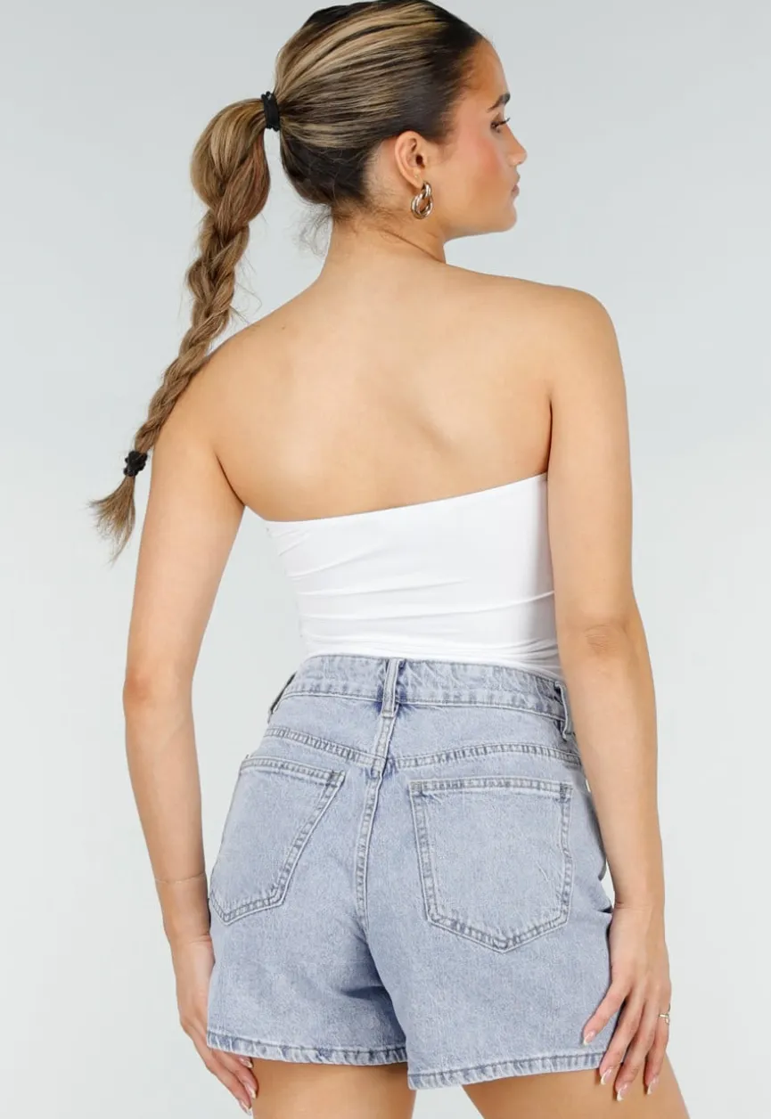 Witte Bandeau Top met Pads en Aansluitende Pasvorm
