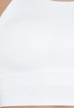 Witte Basic Stretch Crop Top met Pads