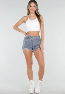 Witte Basic Stretch Crop Top met Pads