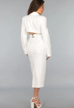 Witte Blazer Jurk met Cut Out