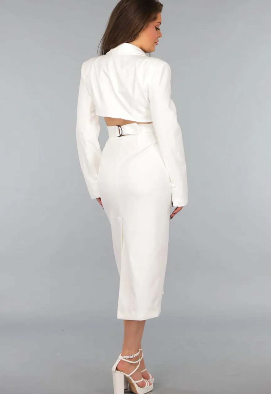 Witte Blazer Jurk met Cut Out