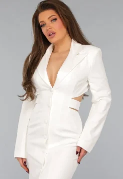 Witte Blazer Jurk met Cut Out