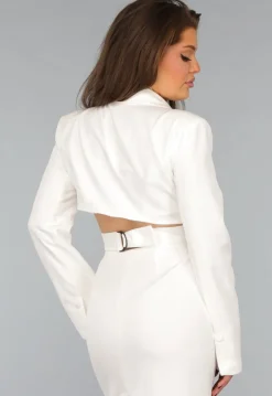 Witte Blazer Jurk met Cut Out