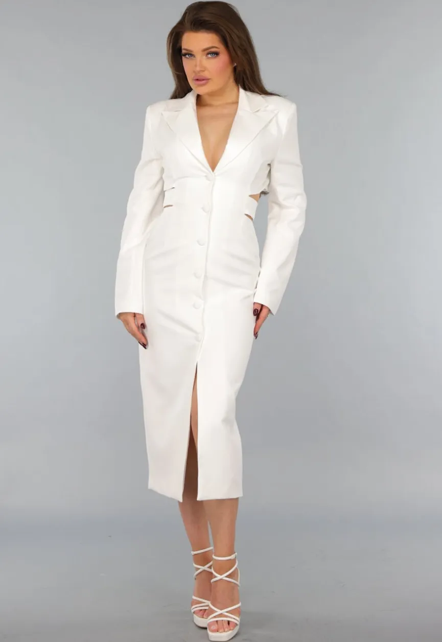 Witte Blazer Jurk met Cut Out