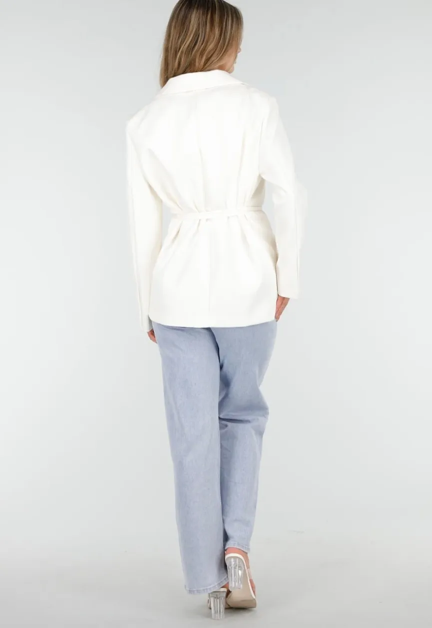 Witte Blazer met Ceintuur