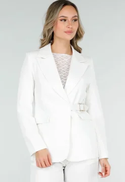 Witte Blazer met Gesp