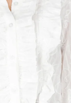 Witte Blouse met Ruches en Lange Mouwen
