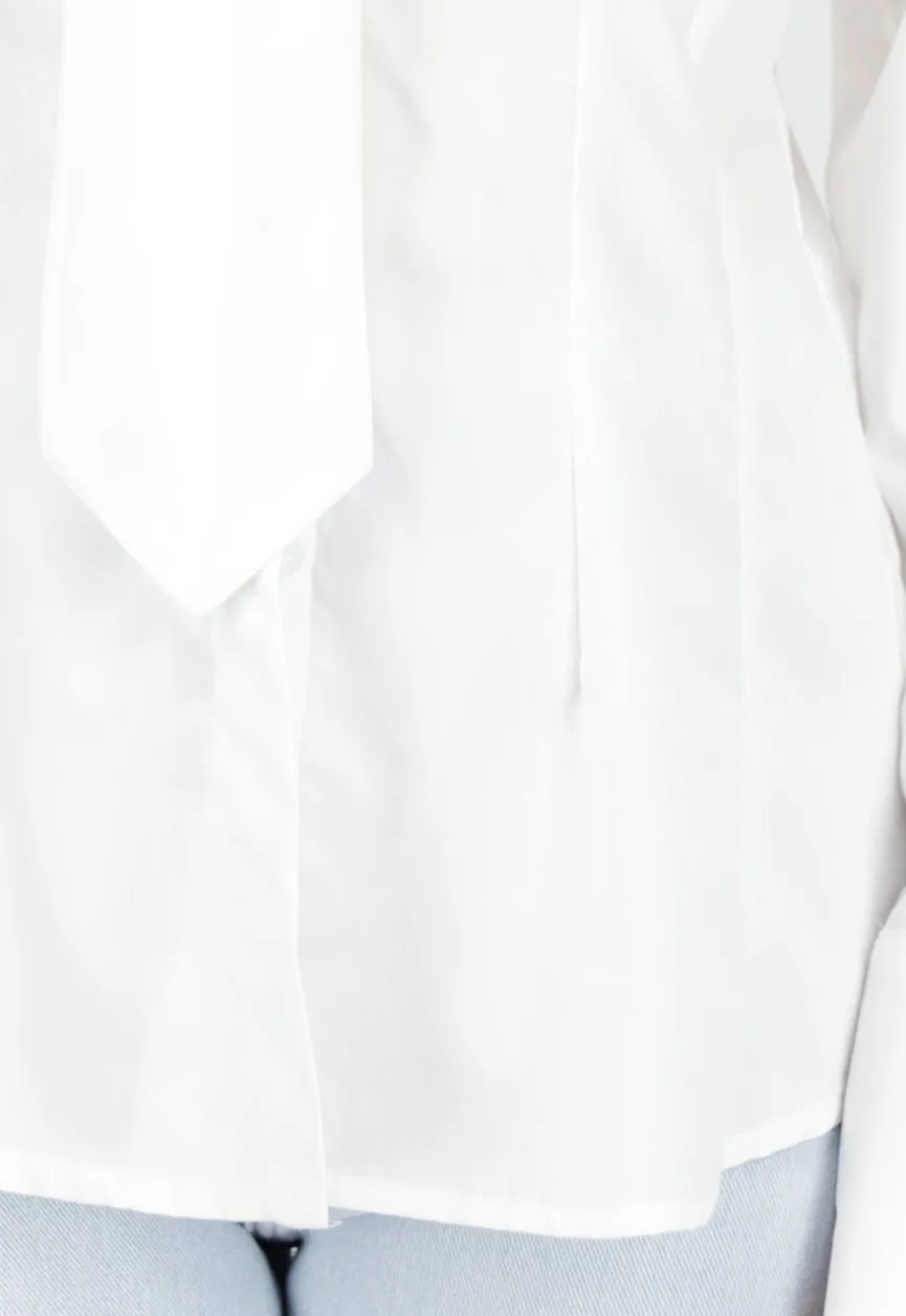 Witte Blouse met Stropdas en Lange Mouw