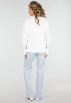 Witte Blouse met Stropdas en Lange Mouw