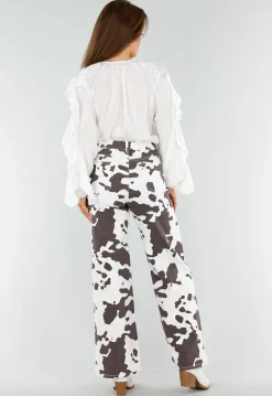 Witte Blouse met Volants en Losvallende Ballonmouwen