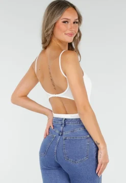 Witte Bodysuit met Spaghetti Bandjes en Pads