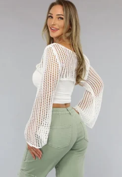 Witte Bolero met Wijduitlopende Mouwen