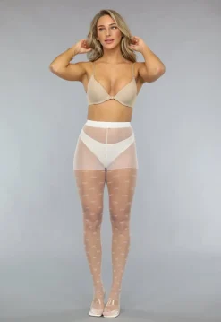 Witte 20 Denier Matte Panty met Strikjes