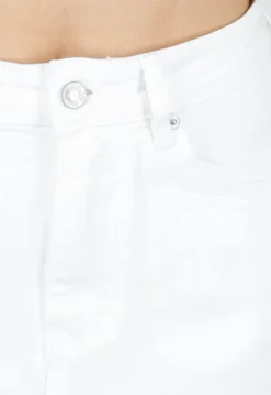 Witte Denim Mini Rok met Stretch en Steekzakken