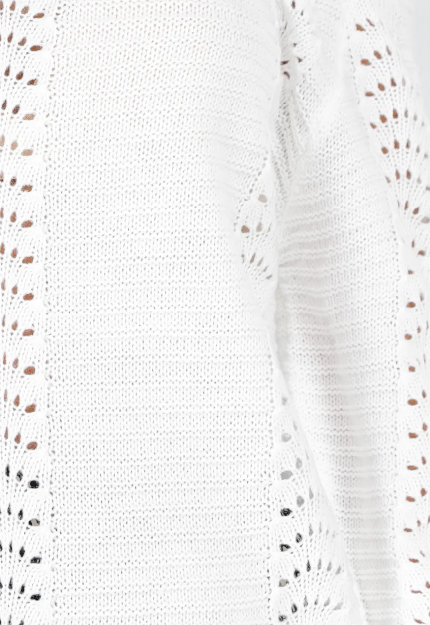 Witte Gebreide Trui met Cut Out en Off Shoulder