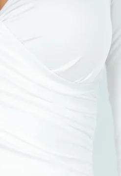 Witte Gedrapeerde Top met Overslag en Stretch