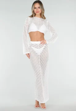 Witte Gehaakte Cover Up Set