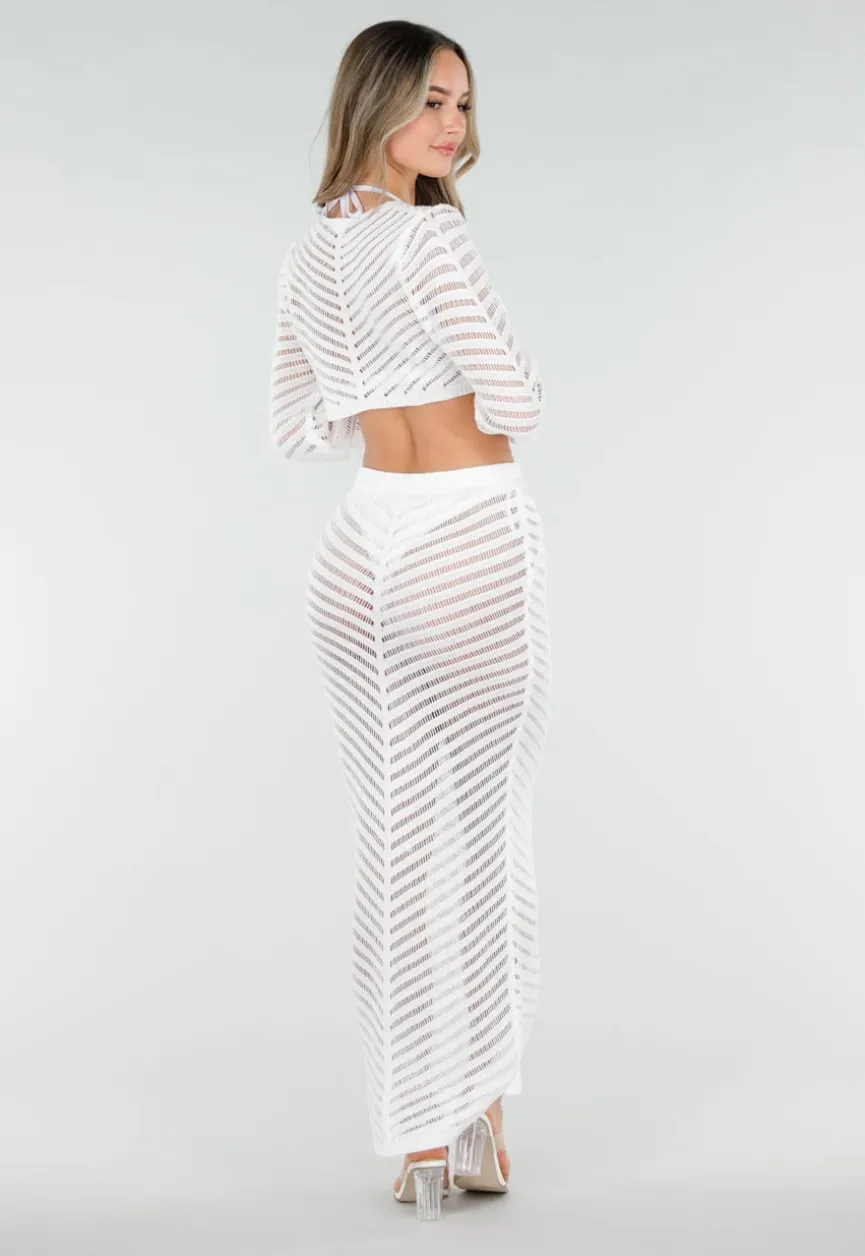 Witte Gehaakte Cover Up Set