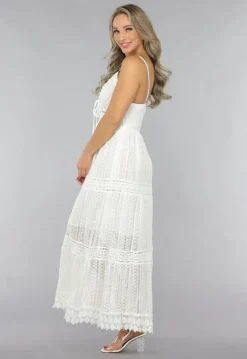 Witte Gehaakte Jurk in Boho Stijl