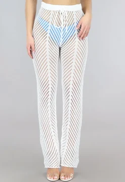 Witte Gehaakte Straight Leg Strandbroek