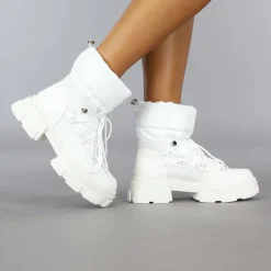 Witte Gewatteerde Snowboots met Grove Zool