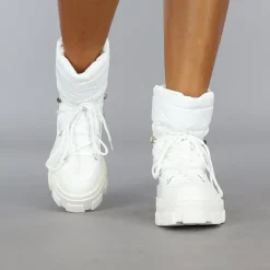 Witte Gewatteerde Snowboots met Grove Zool