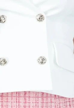 Witte Gilet Top met Open Rug en Gouden Knopen