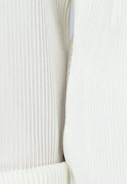 Witte Glanzende Matching Set van Plissé Stof