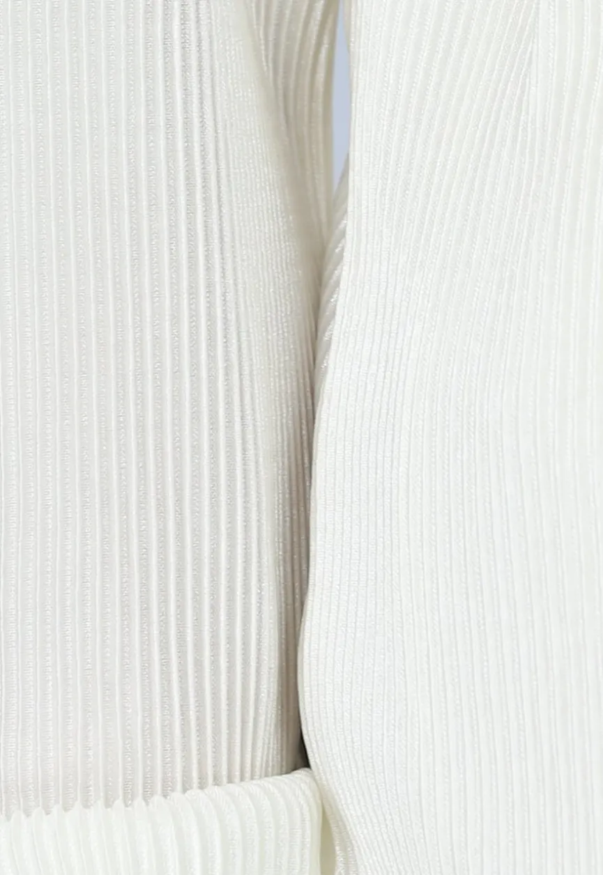 Witte Glanzende Matching Set van Plissé Stof