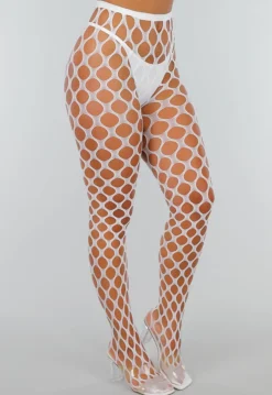 Witte Glow in the Dark Netpanty met Fishnet en Blauw Effect in het Donker
