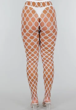 Witte Glow in the Dark Netpanty met Fishnet en Blauw Effect in het Donker