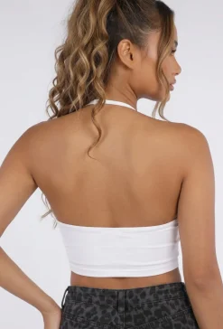 Witte Halter Franjetop met Padded Ondertop