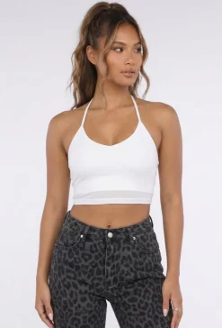 Witte Halter Franjetop met Padded Ondertop