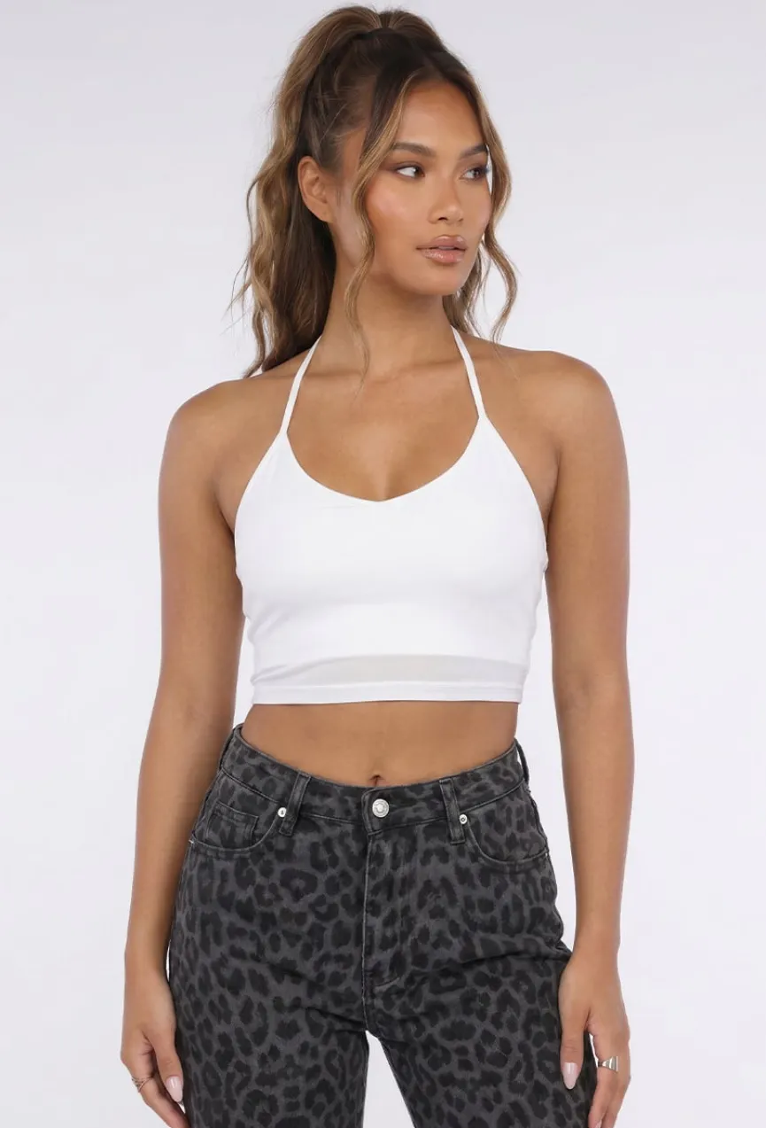 Witte Halter Franjetop met Padded Ondertop