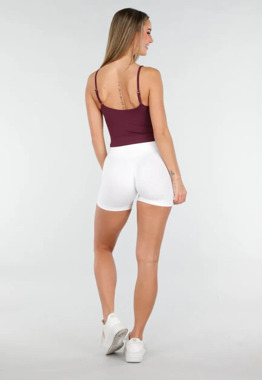 Witte High Waist Sport Short met Stretch