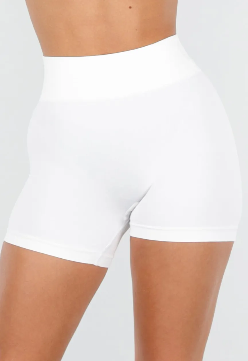 Witte High Waist Sport Short met Stretch