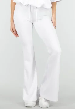 Witte Joggingbroek met Flared Pijpen en Elastische Taille