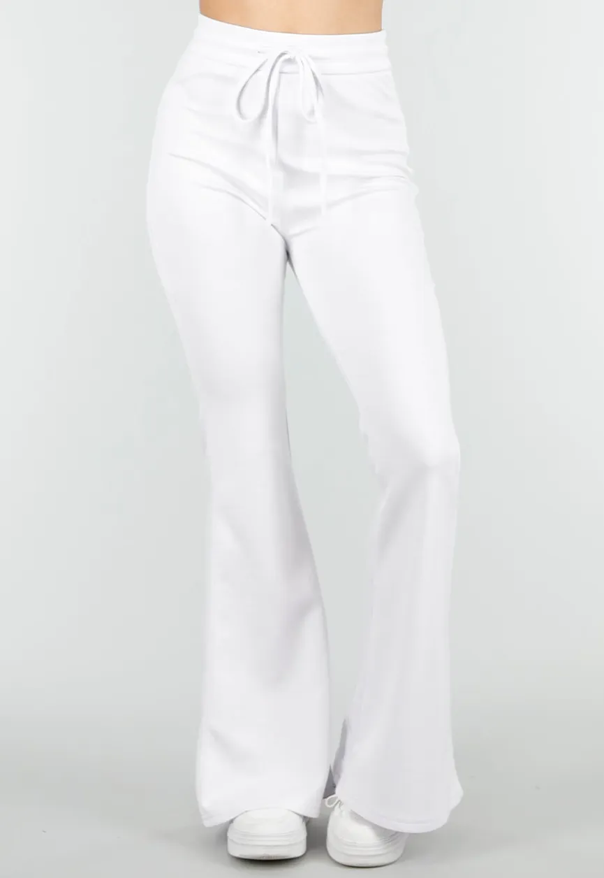 Witte Joggingbroek met Flared Pijpen en Elastische Taille