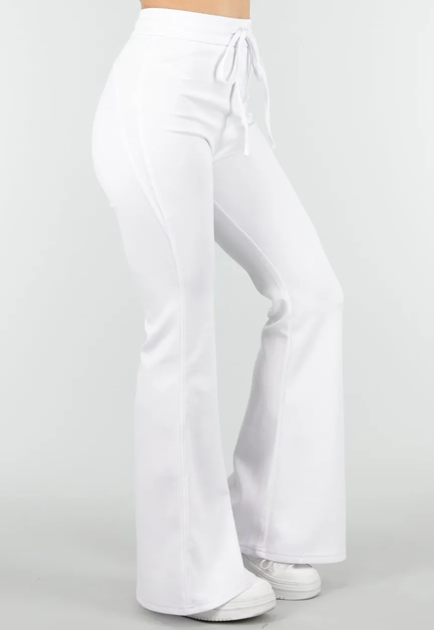 Witte Joggingbroek met Flared Pijpen en Elastische Taille
