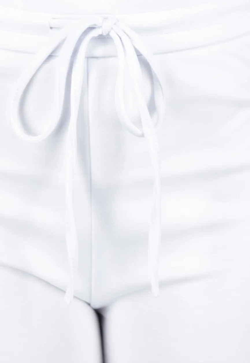 Witte Joggingbroek met Flared Pijpen en Elastische Taille