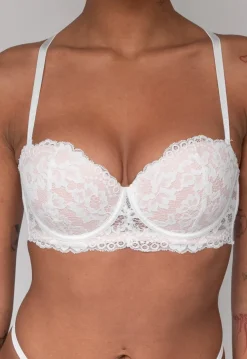 Witte Kanten Balconette BH met Push-Up en Afneembare Bandjes