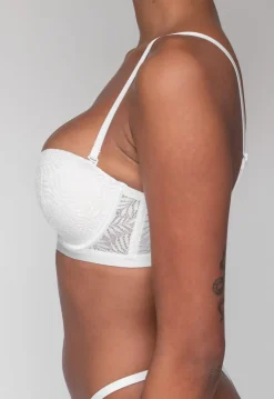 Witte Kanten Push-Up BH met Beugel en Afneembare Bandjes