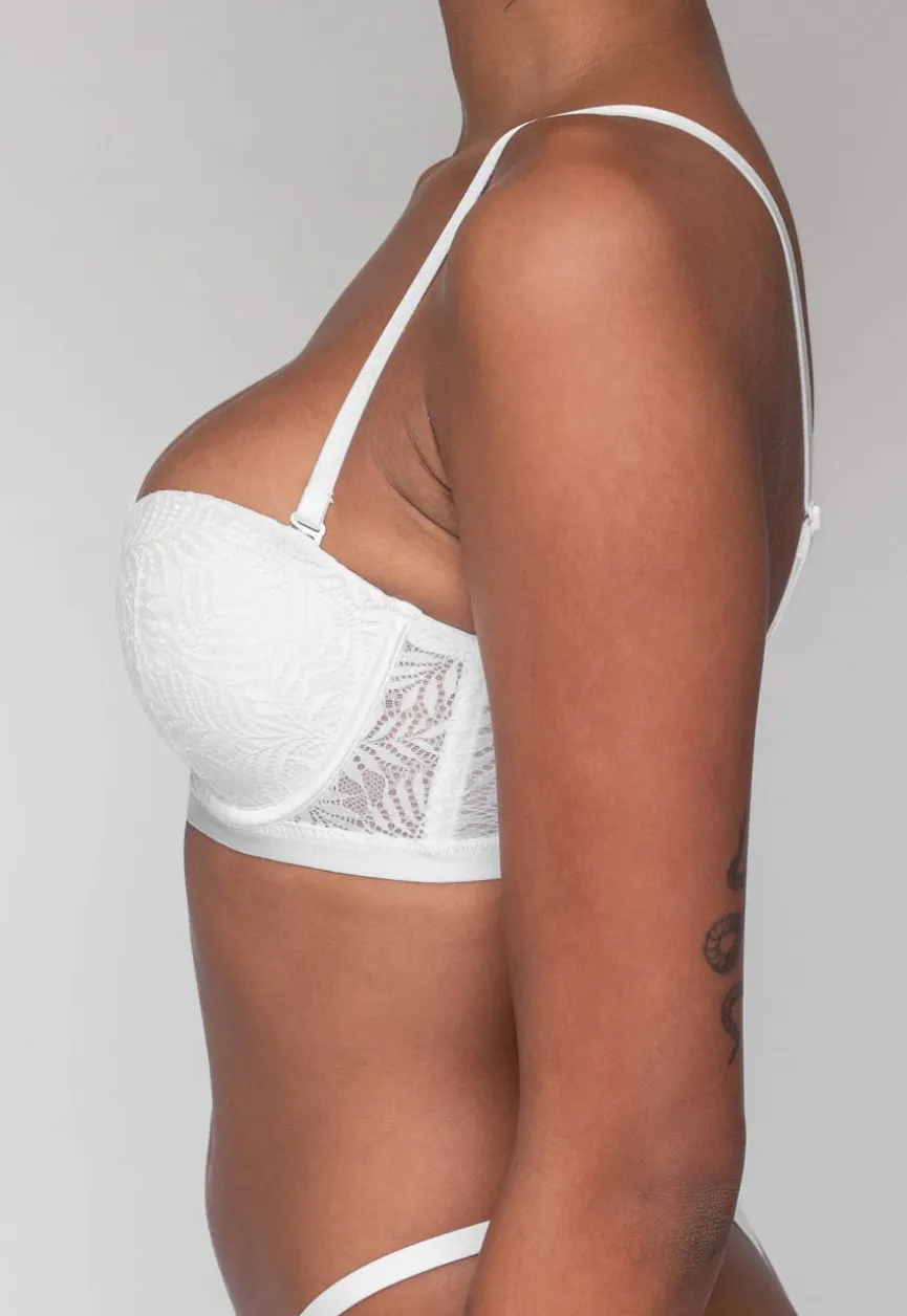 Witte Kanten Push-Up BH met Beugel en Afneembare Bandjes
