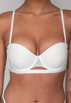 Witte Kanten Push-Up BH met Beugel en Afneembare Bandjes