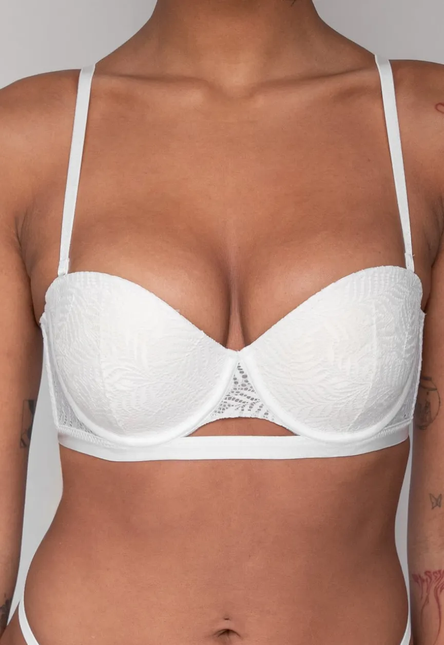 Witte Kanten Push-Up BH met Beugel en Afneembare Bandjes